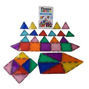 Picasso Tiles Magnetic Building Blocks Set of 36 Piece With Idea Booklet